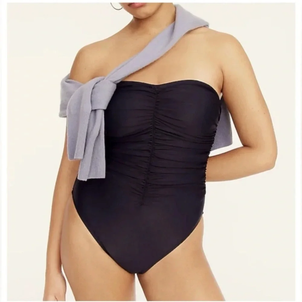 New J Crew Ruched Sweetheart One Piece Swimsuit BF176